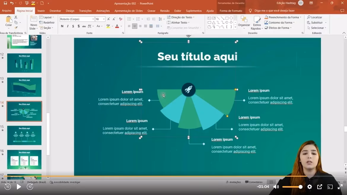 Captura de tela de uma aula de PowerPoint